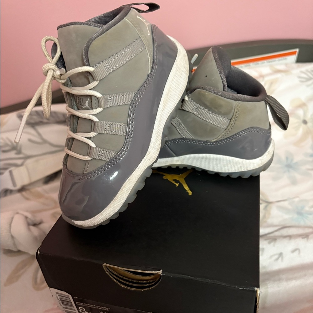Jordan 11 Retro TD Gray and White Sneakers